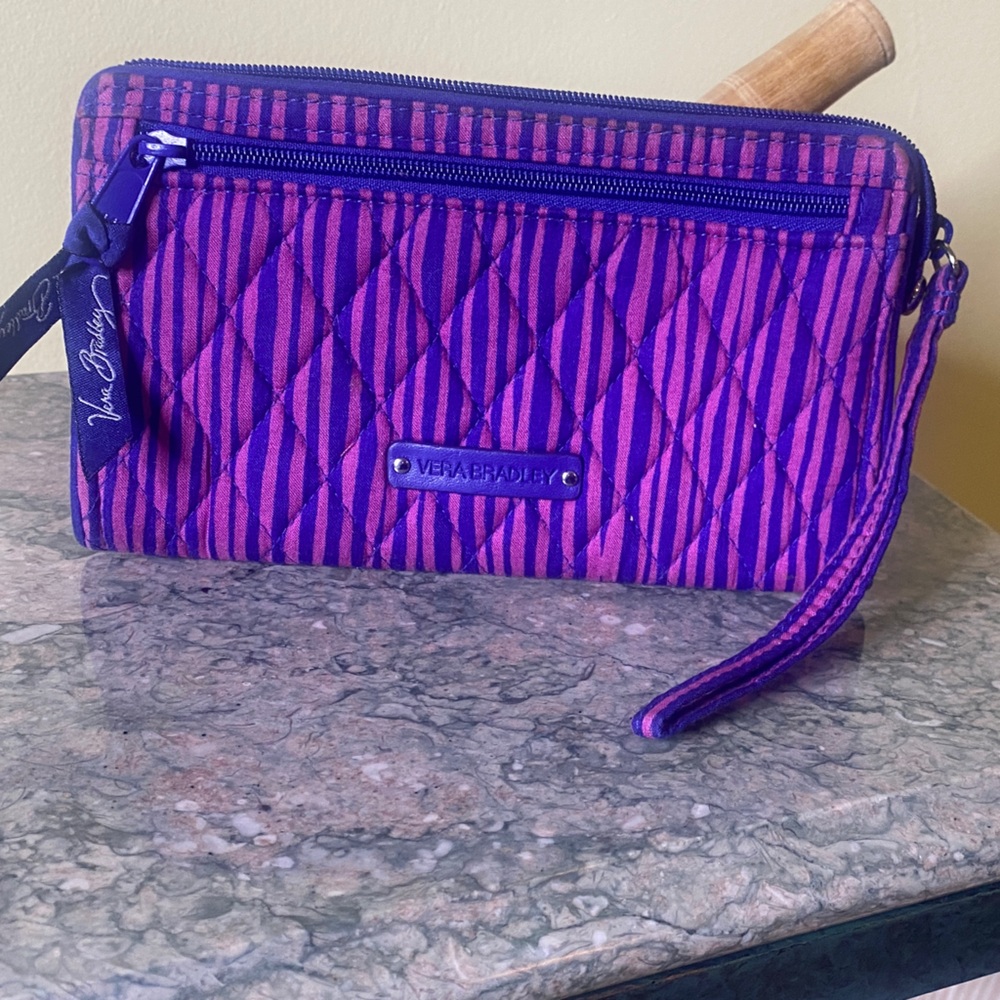 Vera Bradley Navy and Fuchsia Clutch